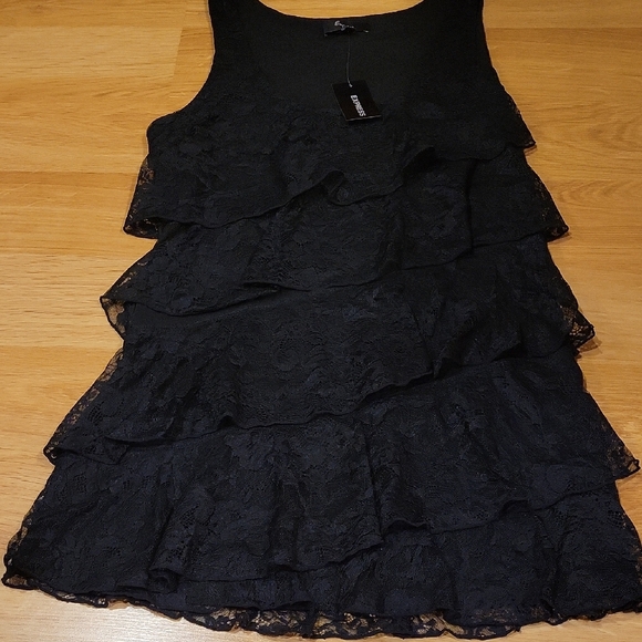 Express Black Lace Ruffle Top - Picture 5 of 5